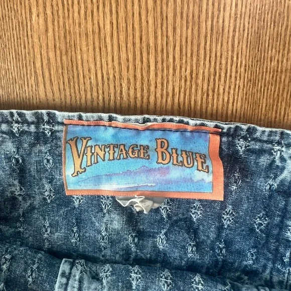 True Vintage Blue Denim Pleated Long Button Down Skirt Women’s Size XS/S Western - Picture 9 of 9